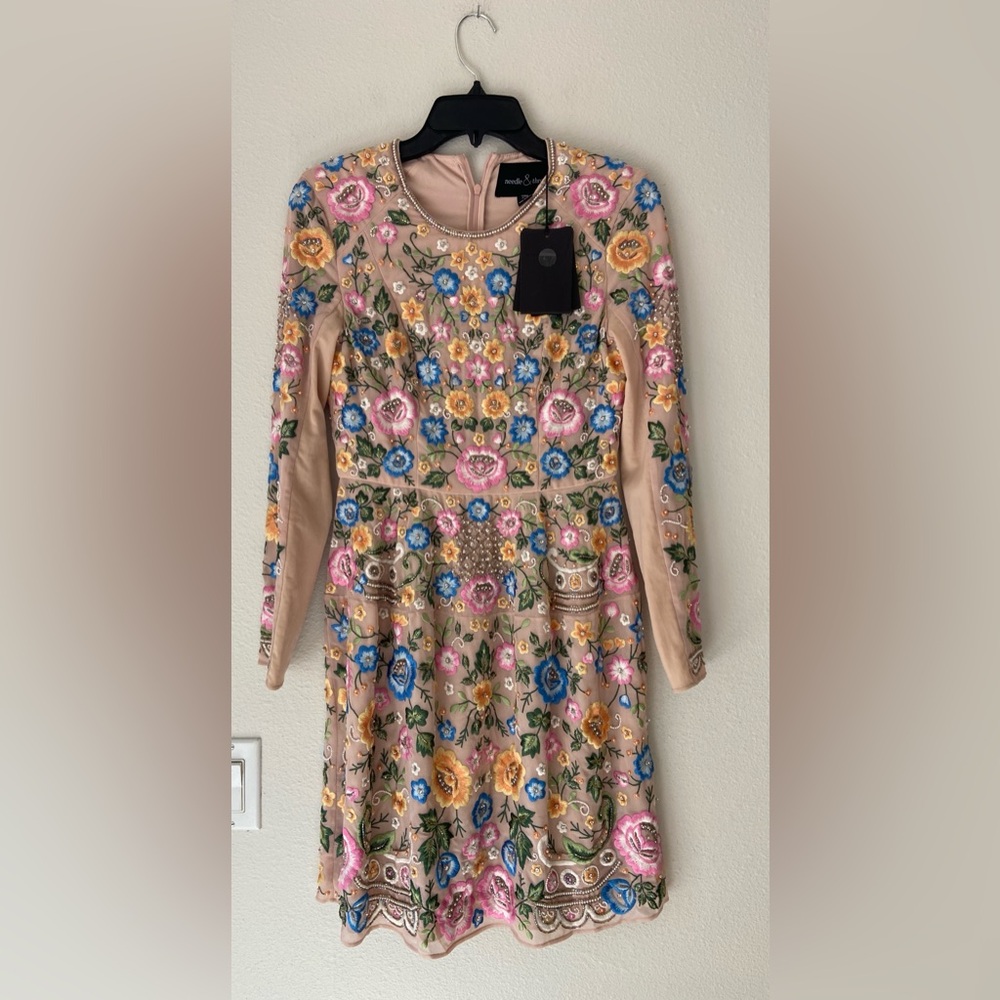 NEW $699 Needle & Thread Beaded Dress Floral Sequin FLORMAL SZ 6